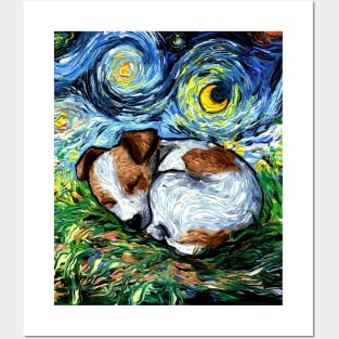 Sleepy Jack Russell Pup Night Posters and Art